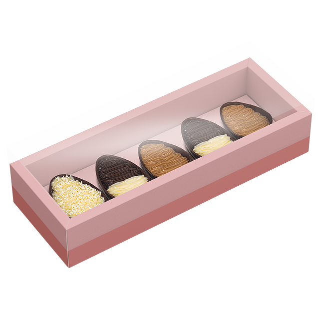 Caixa Degustação com Moldura 5x50g Rose – Páscoa Essencial