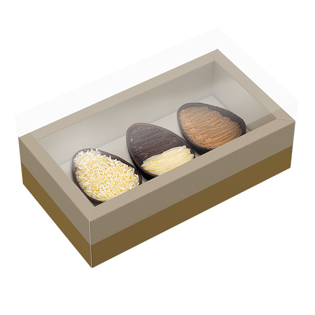 Caixa Degustação com Moldura 3x100g Ouro – Páscoa Essencial