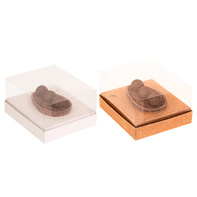 Caixa Ovo de Colher Classic Ajustável 250/350g Dupla Face Off White/Kraft – Páscoa Essencial