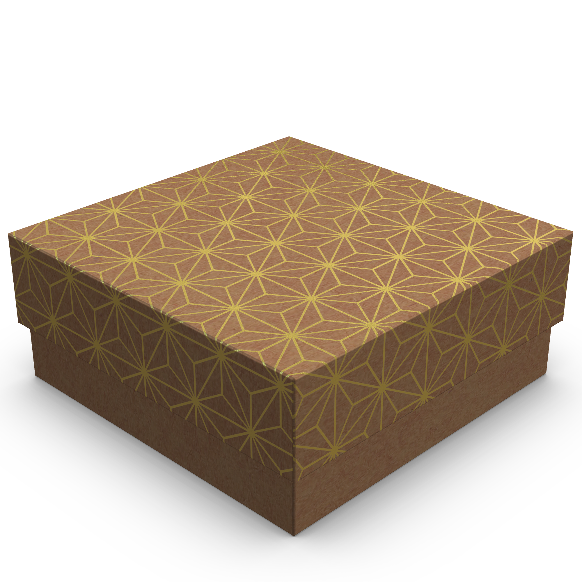 Mini Caixa Quadrada – M – Kraft com Ouro
