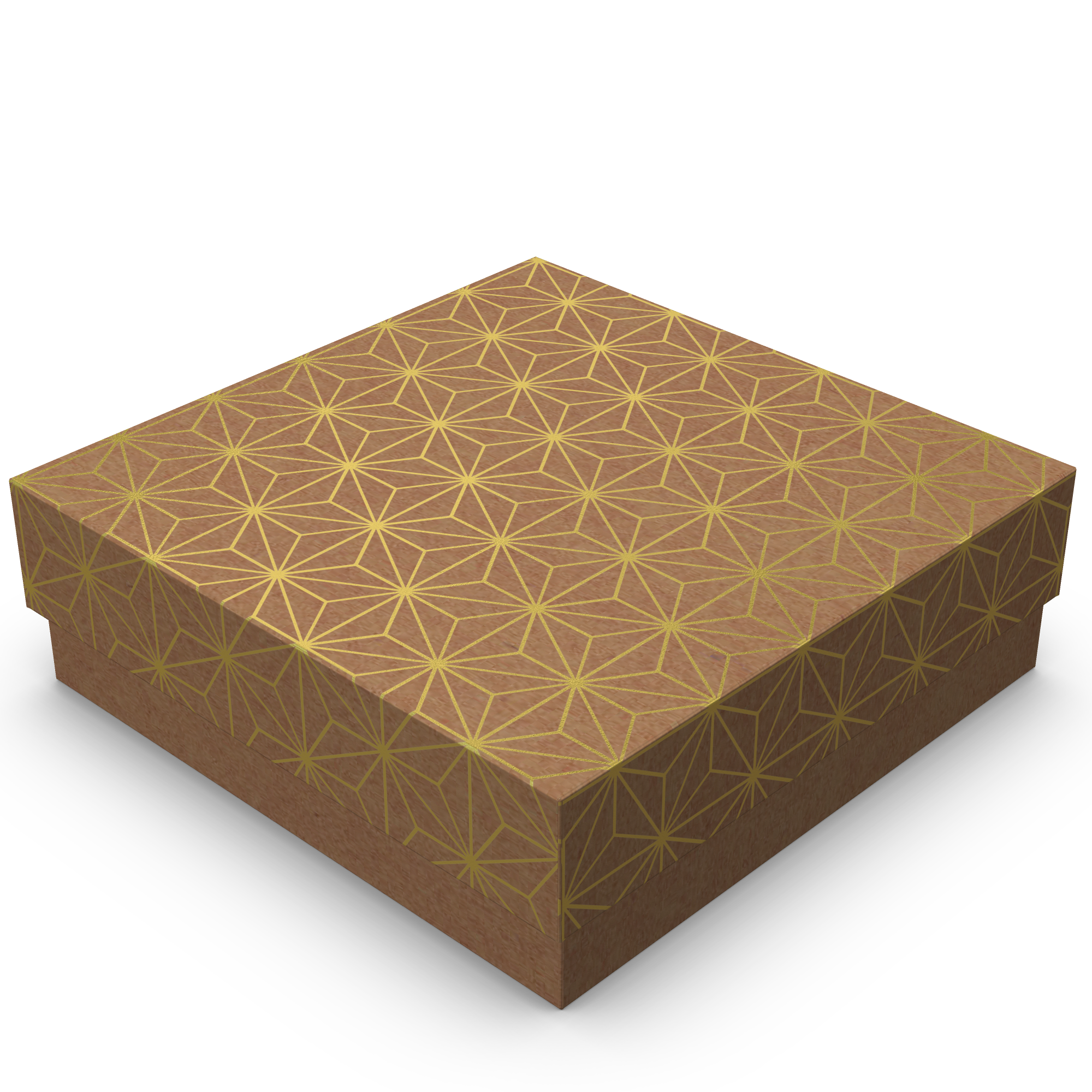 Mini Caixa Quadrada – G – Kraft com Ouro