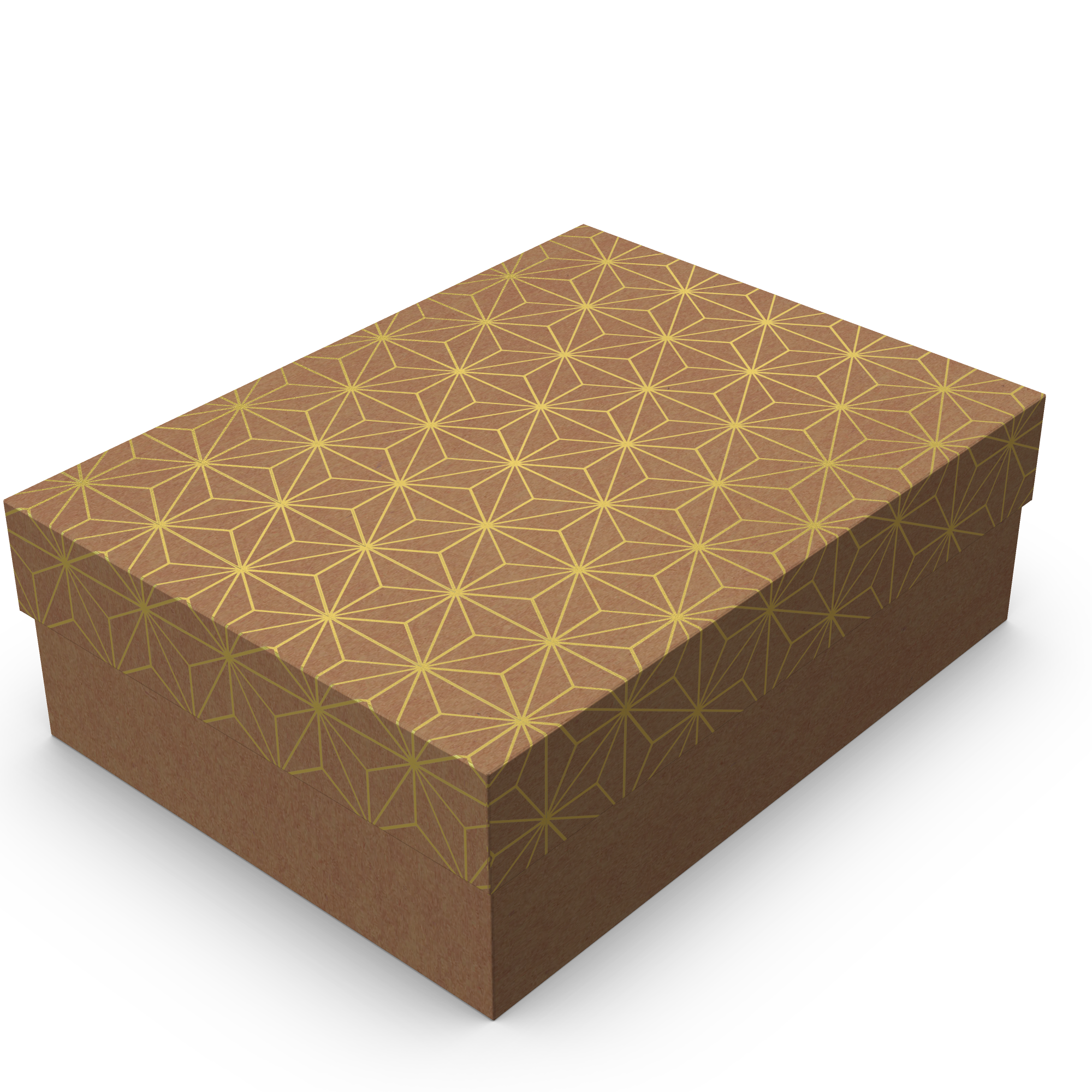 Caixa Petit Retangular – M – Kraft com Ouro