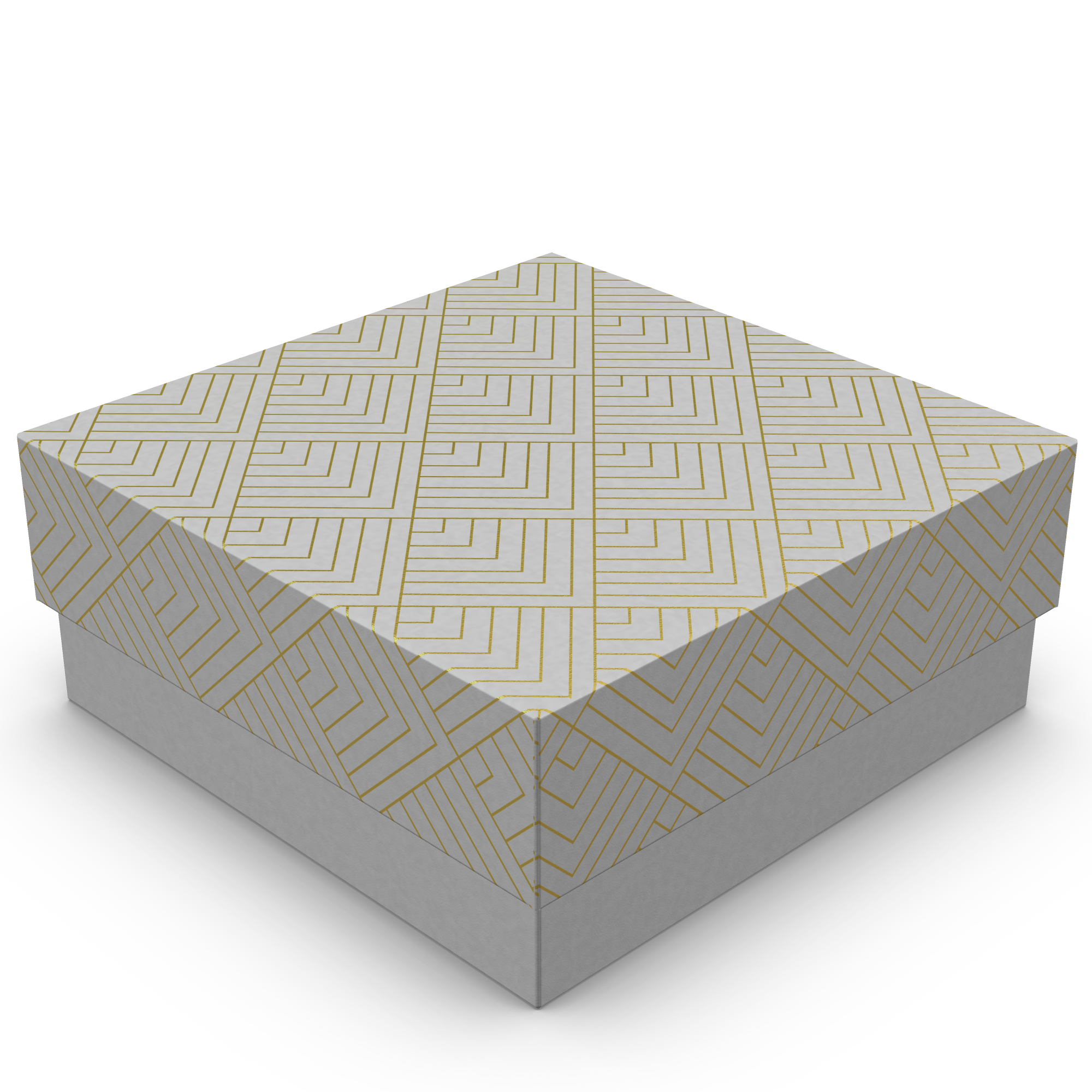 Mini Caixa Quadrada – M – Branco com Ouro