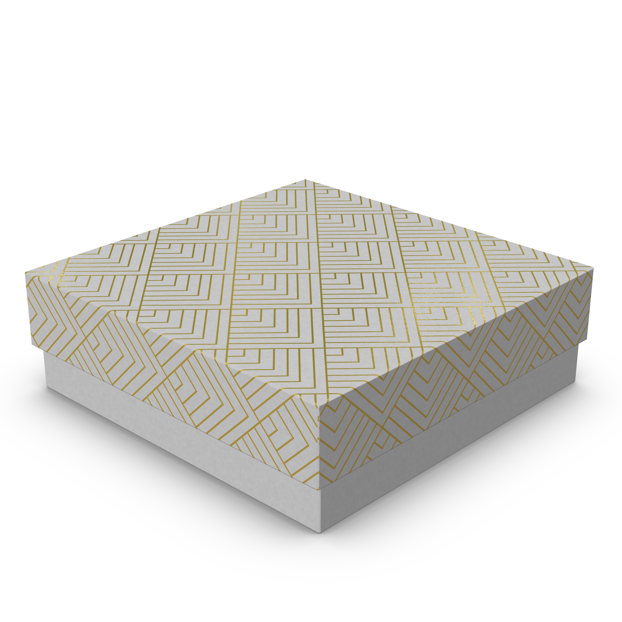 Mini Caixa Quadrada – G – Branco com Ouro