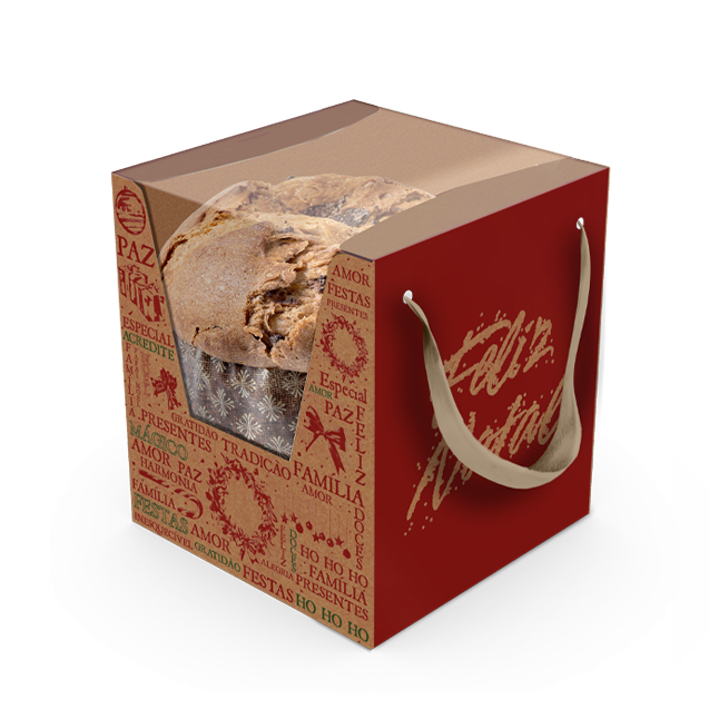 Caixa Panetone Basic com Visor e Alça