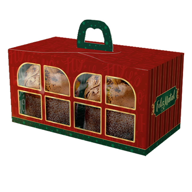 Caixa 02 Mini Panetone com Visor e Alça