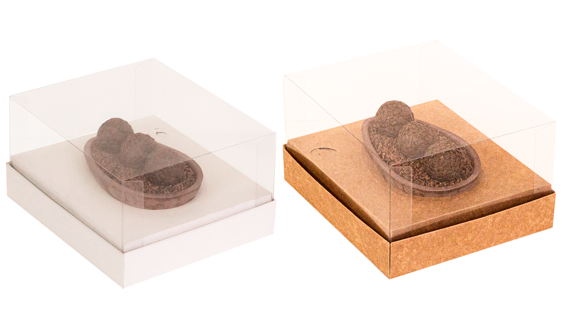 Caixa para Ovo de Colher Clássica Ajustável 150/250g Dupla Face Off White/Kraft