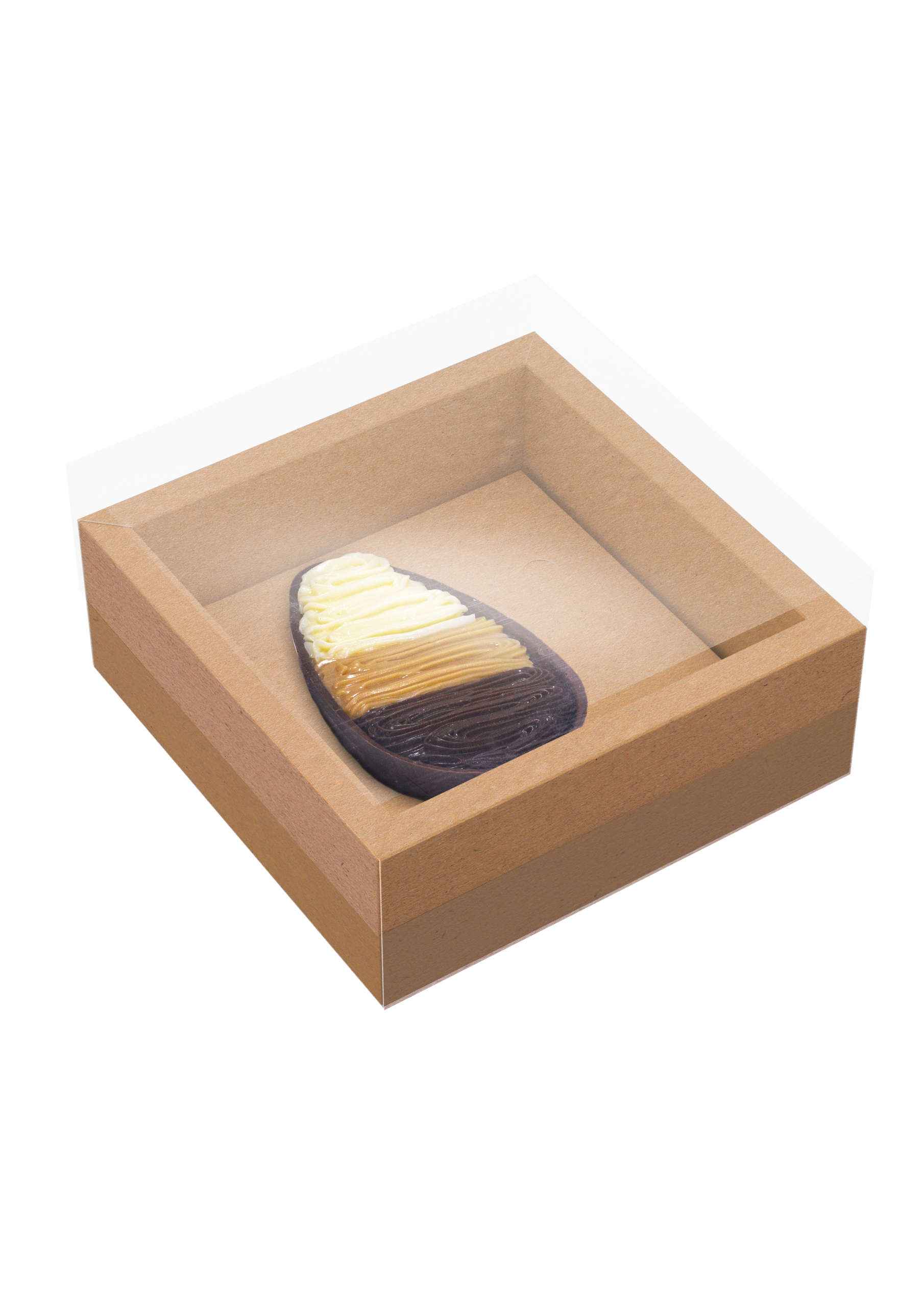 Caixa para Ovo de Colher com Moldura Ajustável 100g/150g Kraft