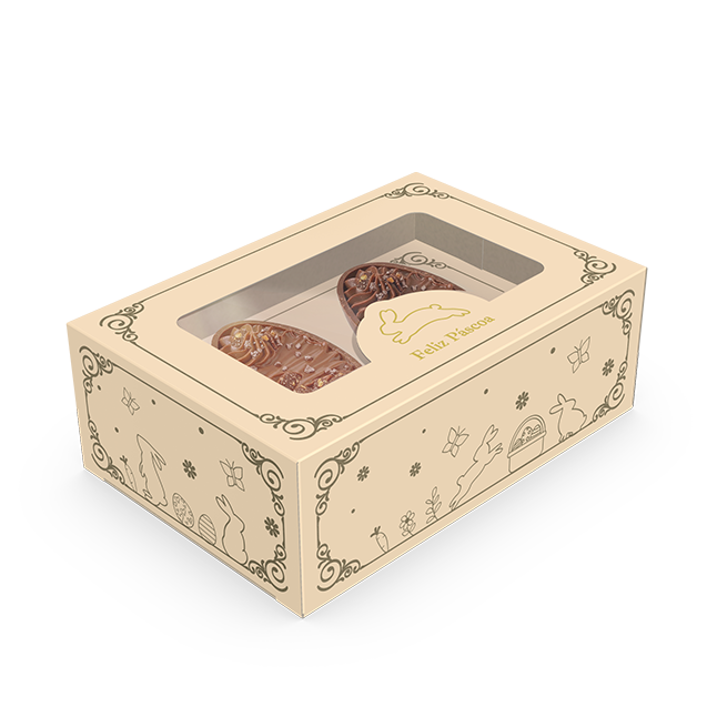 CAIXA GAVETA P/ 2 MINI OVOS 50G OU COELHO DE CHOCOLATE