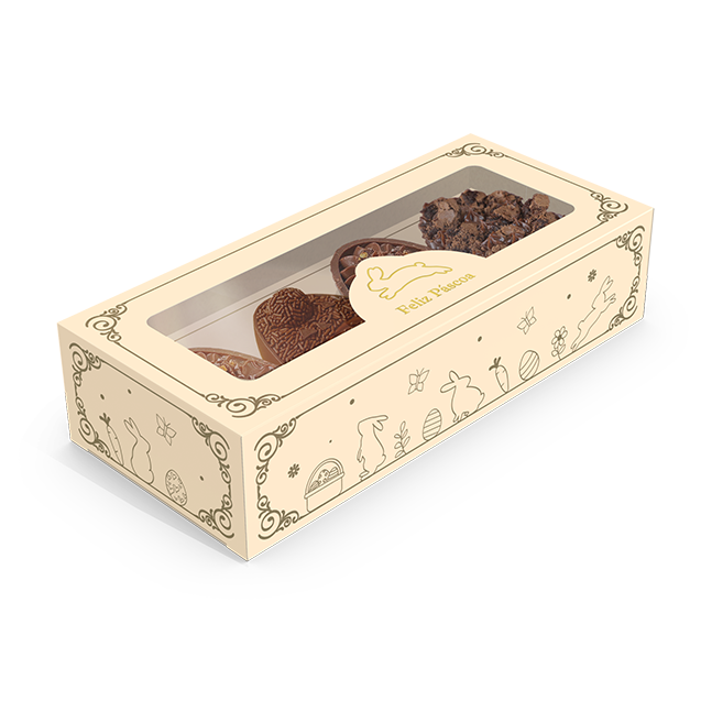 CAIXA GAVETA P/ 4 MINI OVOS 50G OU COELHO DE CHOCOLATE