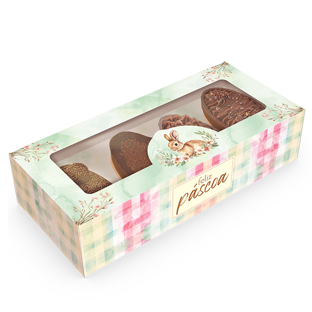 CAIXA GAVETA P/ 4 MINI OVOS 50G OU COELHO DE CHOCOLATE