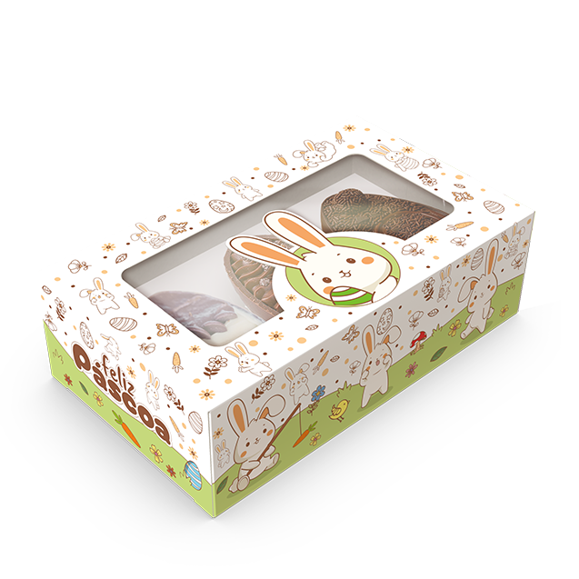 CAIXA GAVETA P/ 3 MINI OVOS 50G OU CENOURA DE CHOCOLATE