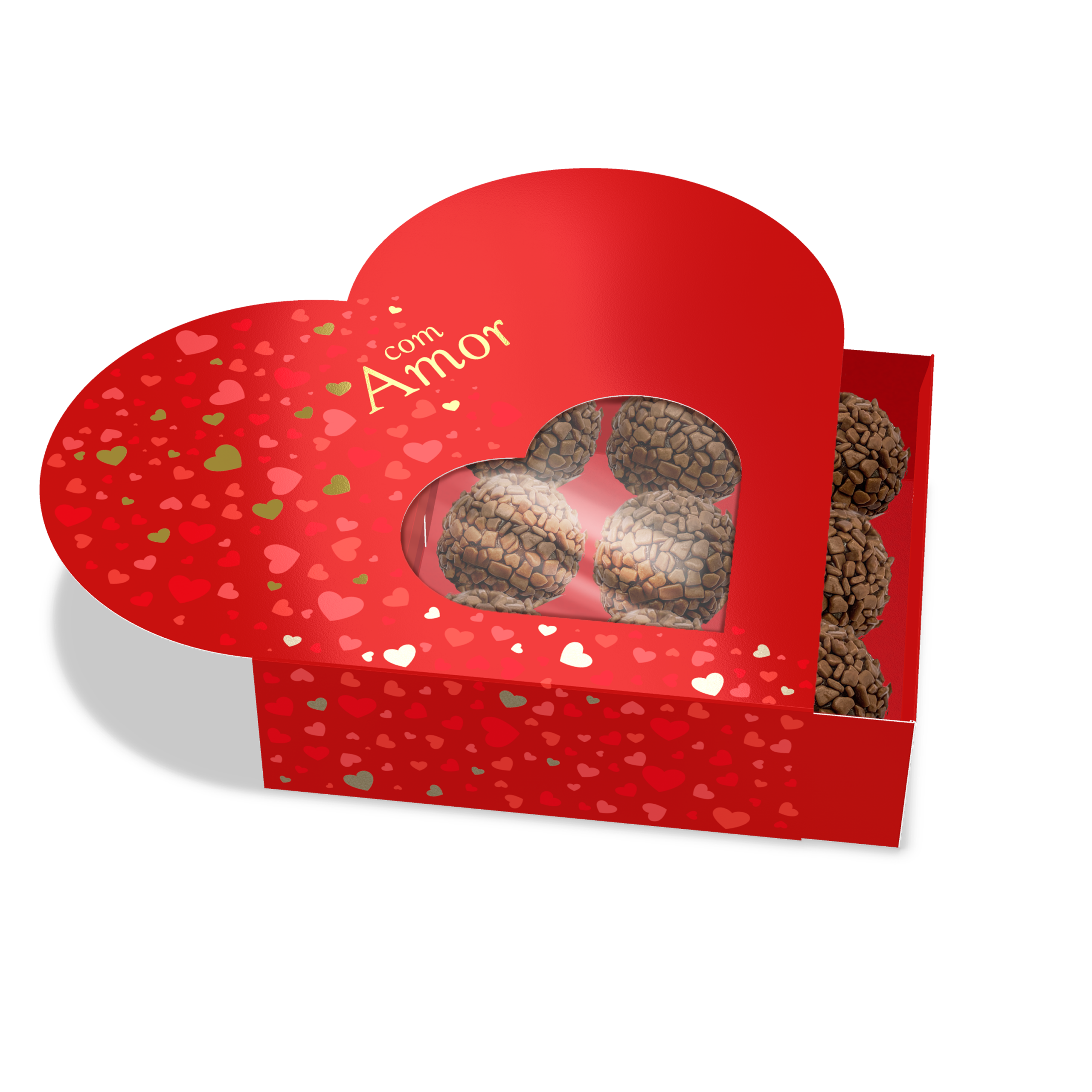 CAIXA CORAÇÃO 9 DOCES GAVETA COM VISOR