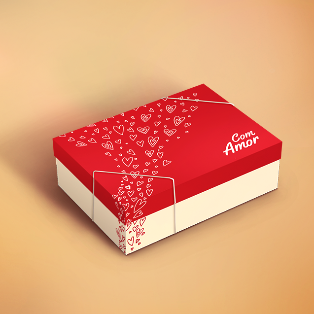 Caixa Presente Retangular com Tampa e Elástico M