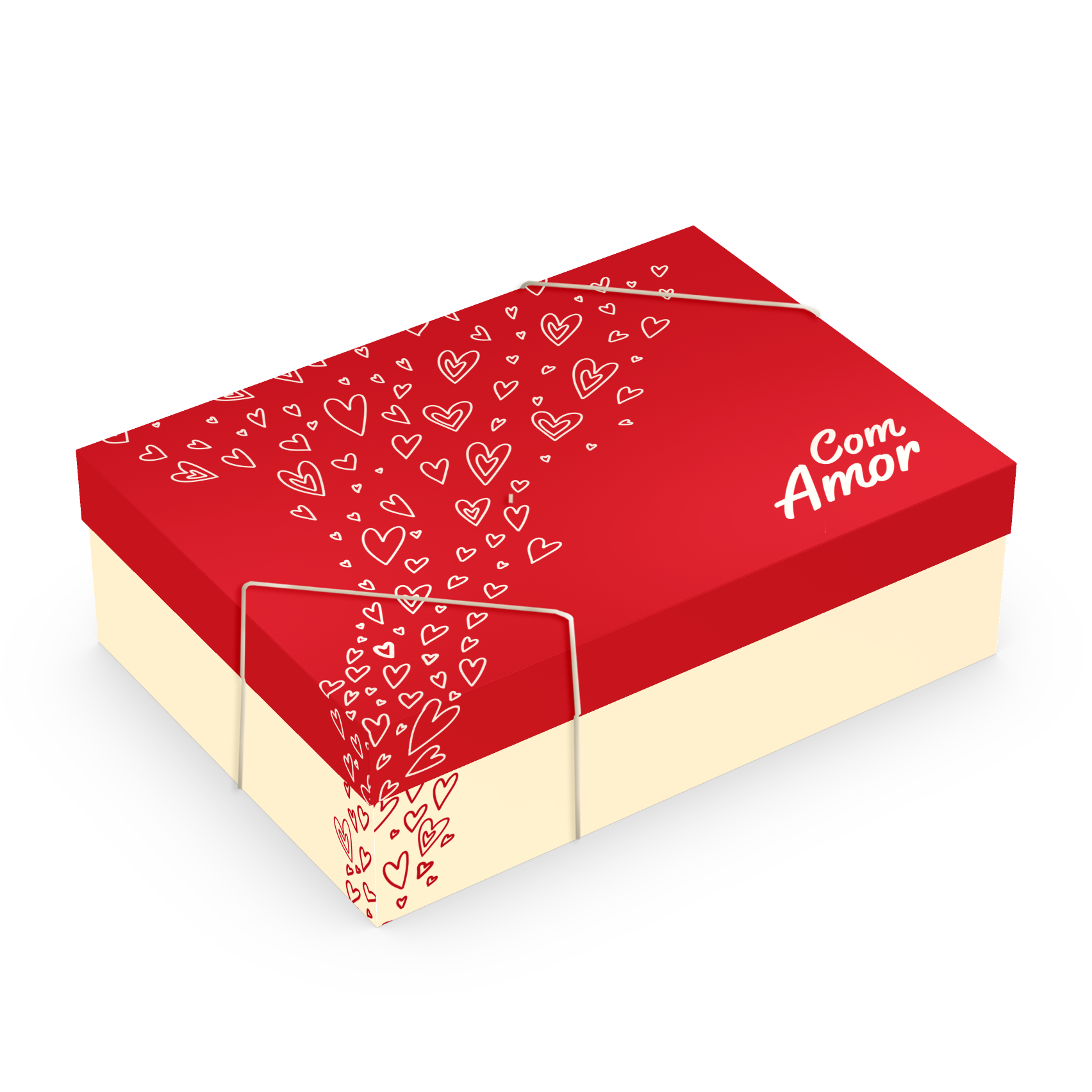 CAIXA PRESENTE RETANGULAR COM TAMPA E ELASTICO M