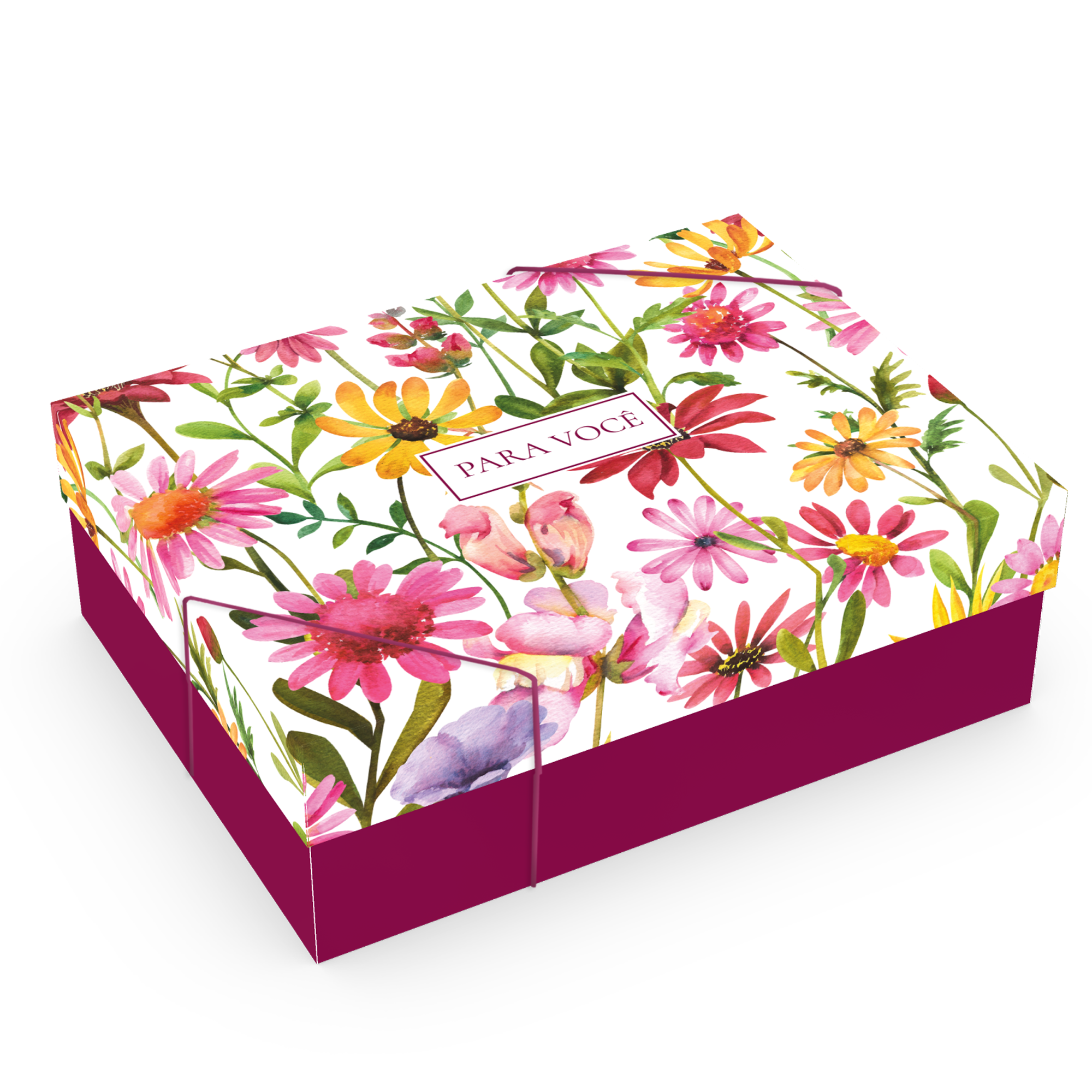 Caixa Presente Retangular Tampa e Elástico P