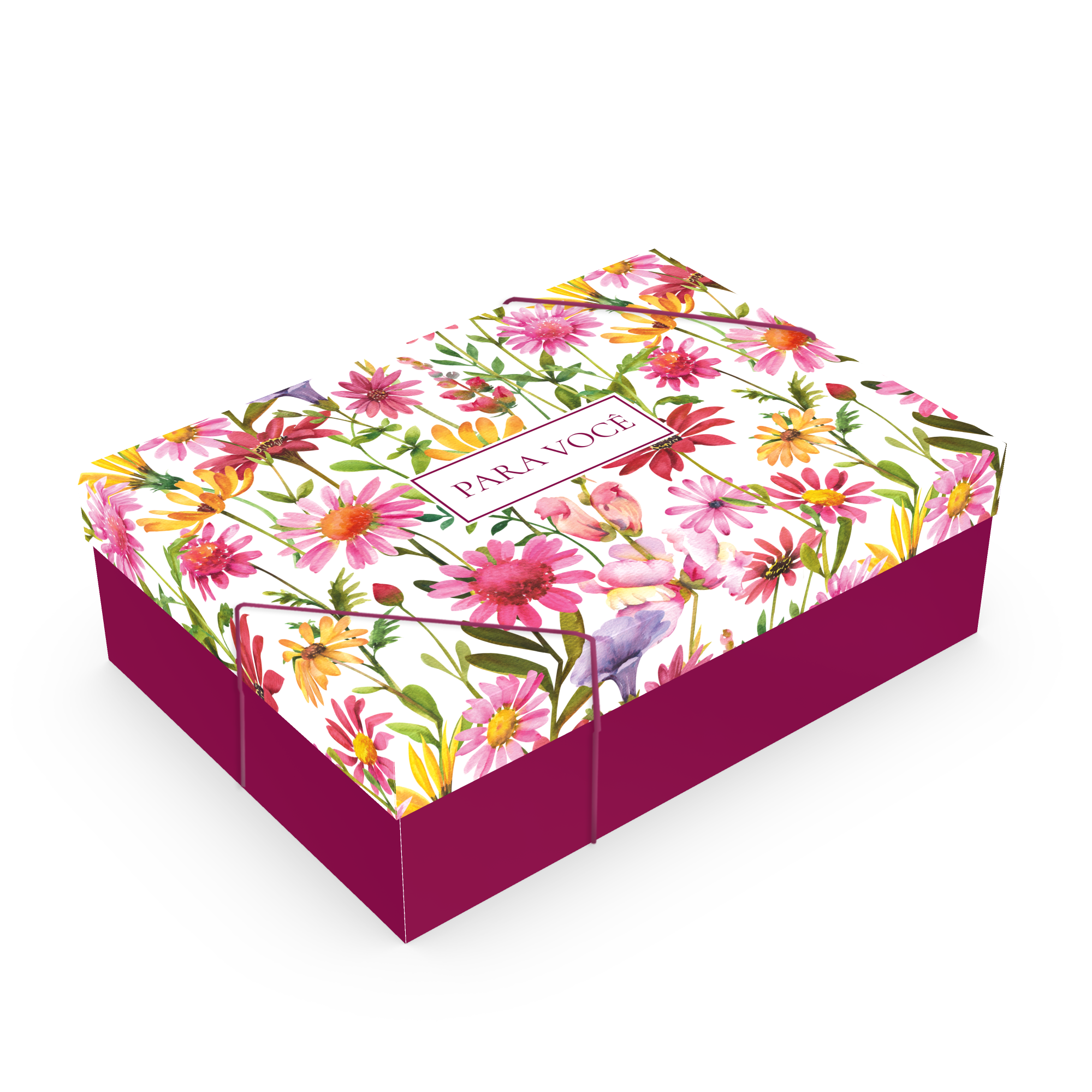 CAIXA PRESENTE RETANGULAR TAMPA E ELASTICO M