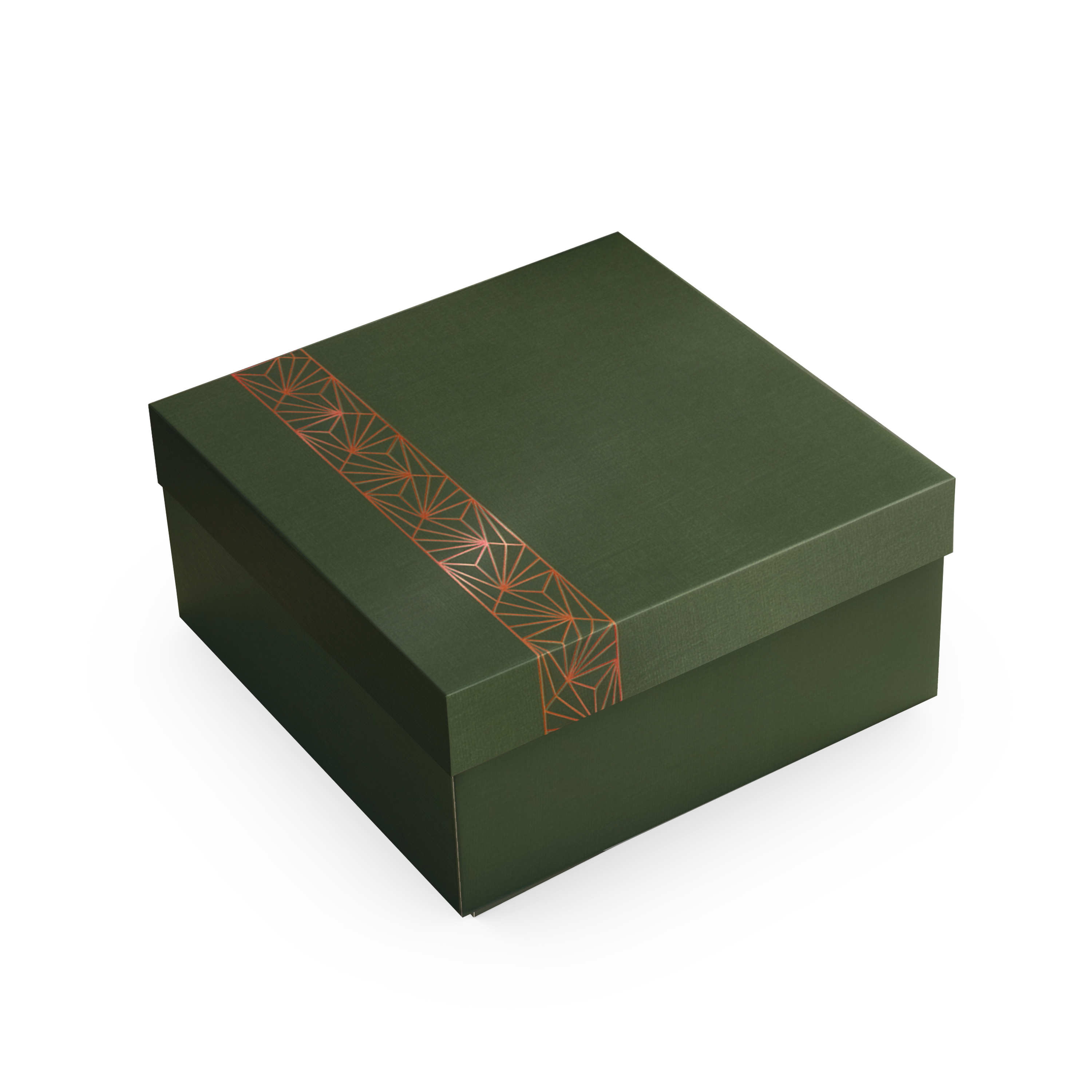 Caixa Presente Quadrada P – Verde e Bronze