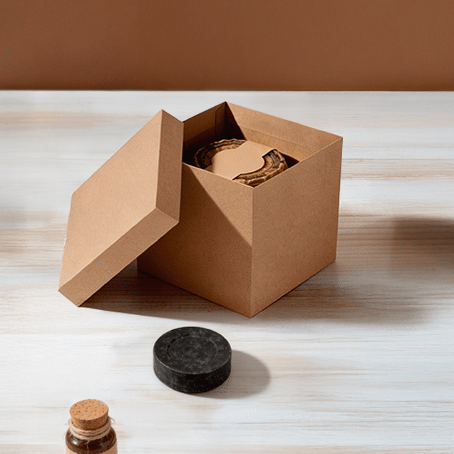Caixa Cubo com Tampa M – Kraft