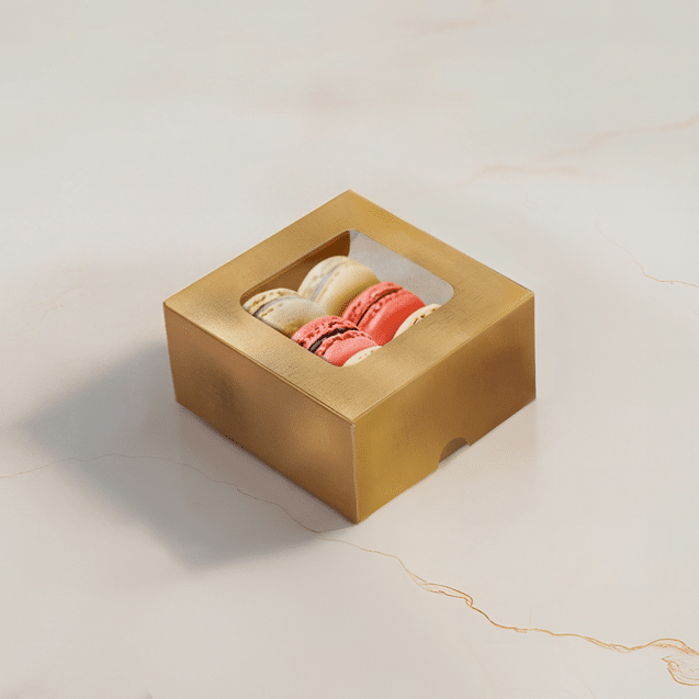 Mini Caixa Conjugada Quadrada com Visor Laminada Ouro – Laminados