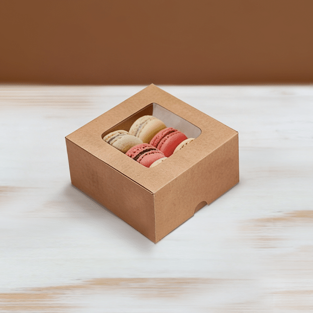 Mini Caixa Conjugada Quadrada com Visor – Kraft