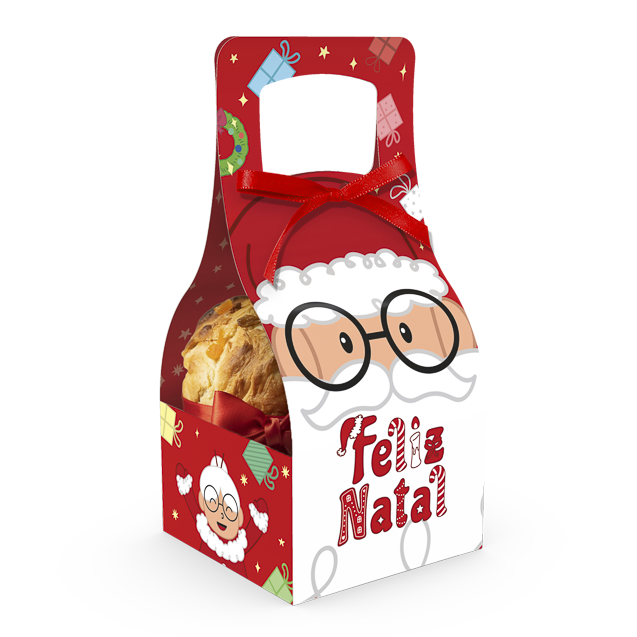 Cachepot com Alça e Fita Mini Panetone – Natal Divertido