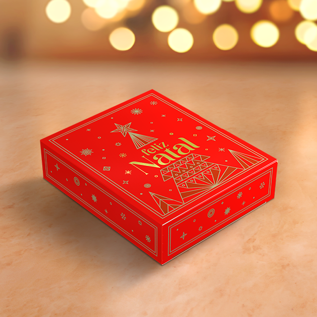 Caixa Cartão com Visor – Brilhos de Natal