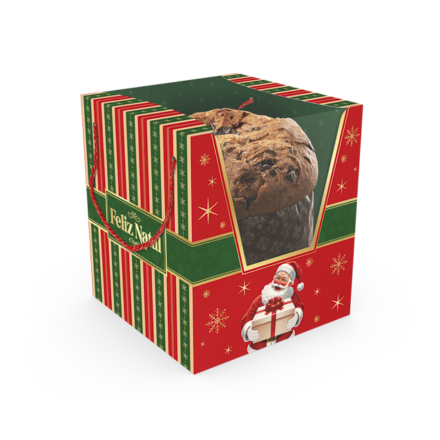 Caixa Basic com Visor e Alça Panetone – Feliz Natal