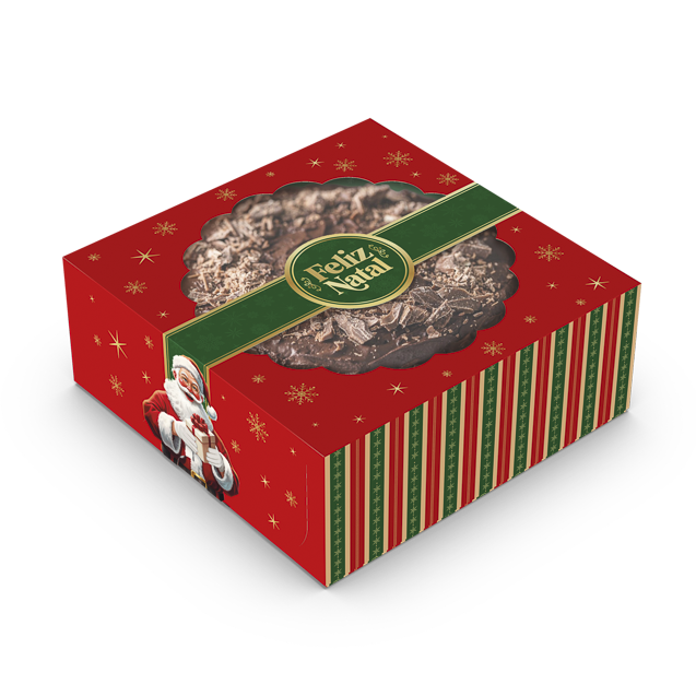 Caixa Bolo com Visor – Feliz Natal