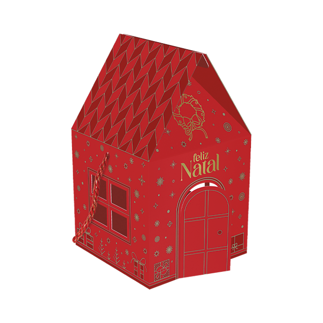 Caixa Casa com Alça Mini Panetone – Brilhos de Natal