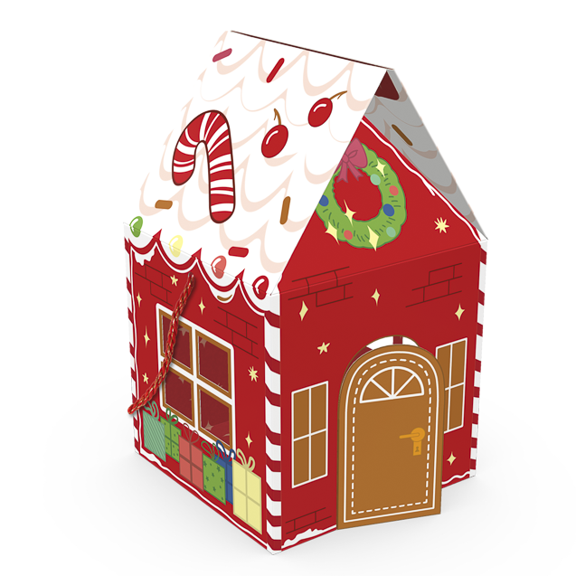 Caixa Casa com Alça Mini Panetone – Natal Divertido
