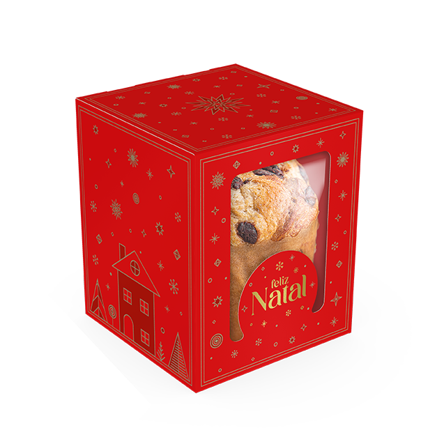 Caixa Classic com Visor Mini Panetone – Natal Divertido
