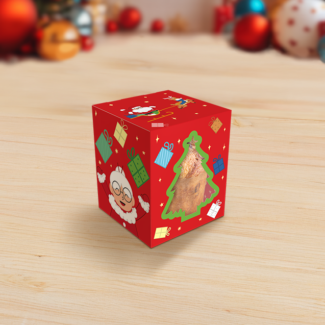 Caixa Classic com Visor Mini Panetone – Natal Divertido