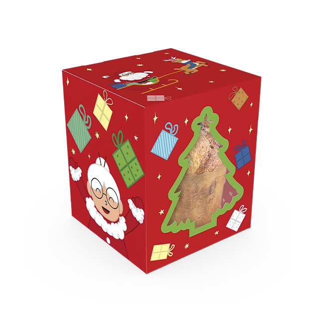 Caixa Classic com Visor Mini Panetone – Natal Divertido