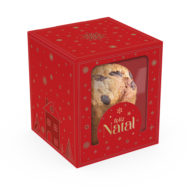 Caixa Classic com Visor Panetone – Brilhos de Natal