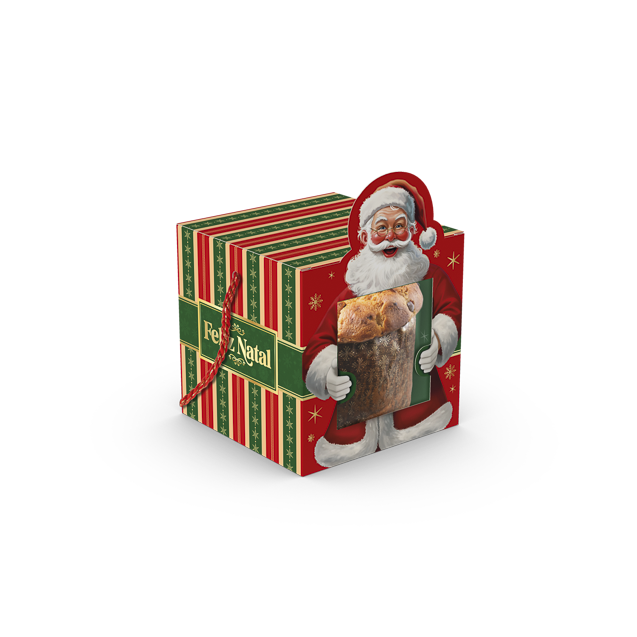 Caixa Com Visor e Alça Mini Panetone – Feliz Natal