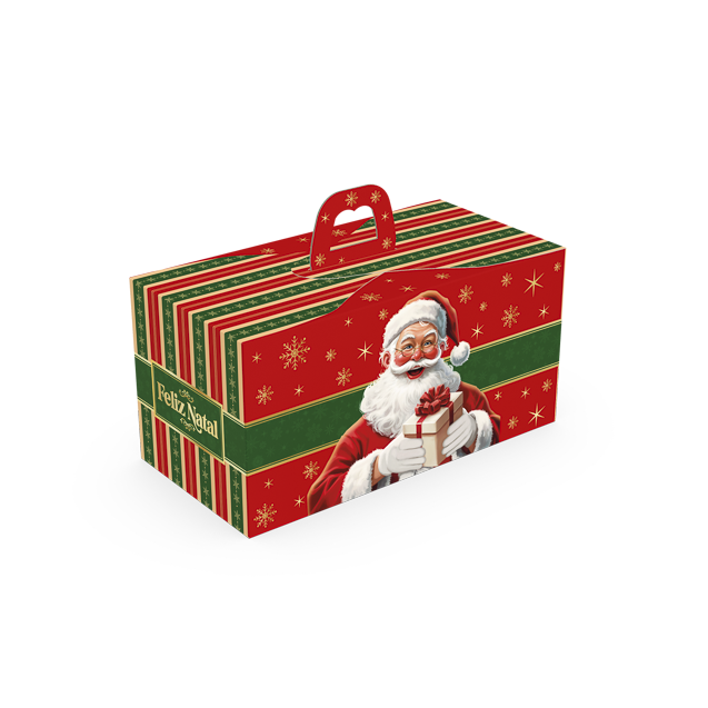 Caixa Com Visor Janela 2 Mini Panetones – Feliz Natal