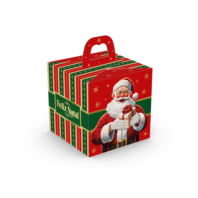 Caixa Com Visor Janela Mini Panetone – Feliz Natal