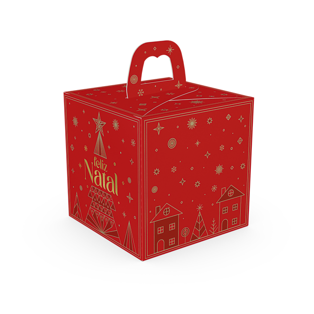 Caixa com Visor Janela Mini Panetone – Brilhos de Natal