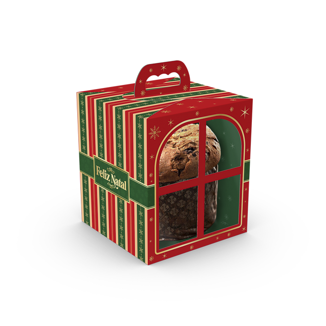 Caixa Com Visor Janela Panetone – Feliz Natal