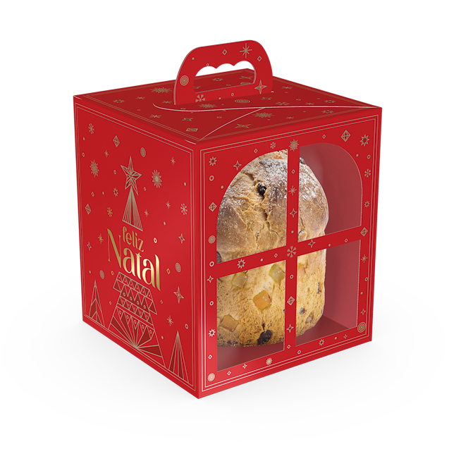 Caixa com Visor Janela Panetone – Brilhos de Natal