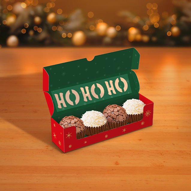 Caixa Ho Ho Ho com Visor 4 Doces – Feliz Natal
