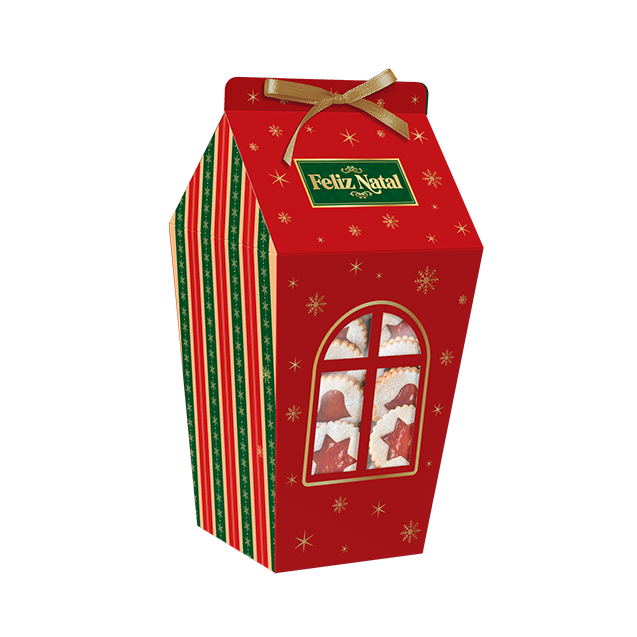 Caixa Milk com Visor Janela e Fita – Feliz Natal