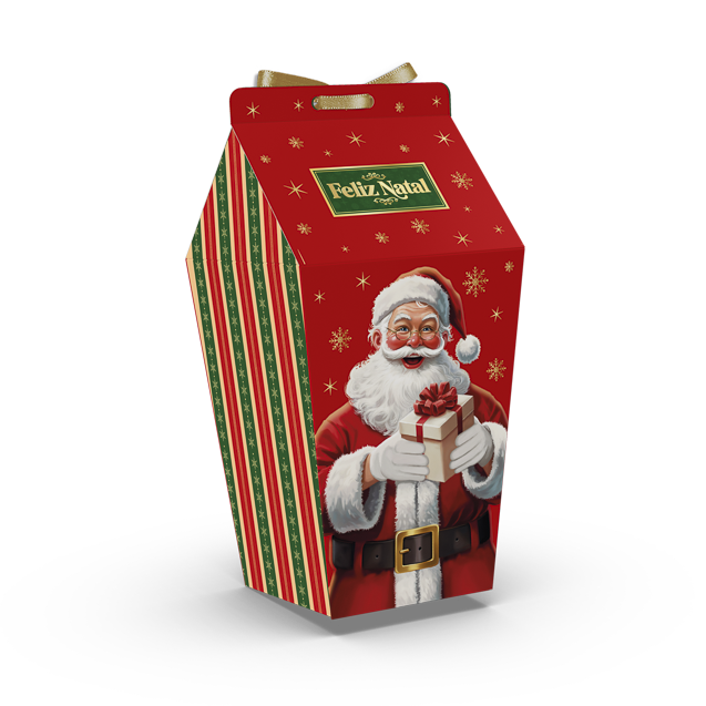 Caixa Milk com Visor Janela e Fita – Feliz Natal