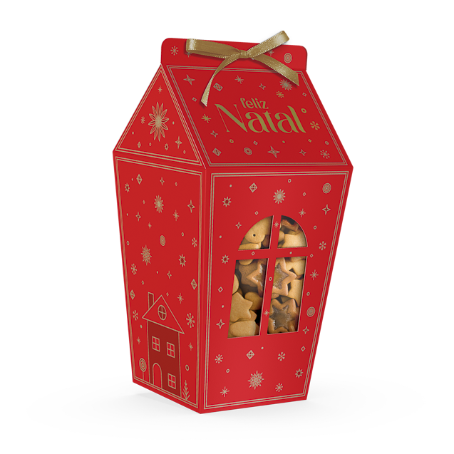 Caixa Milk com Visor Janela e Fita – Brilhos de Natal