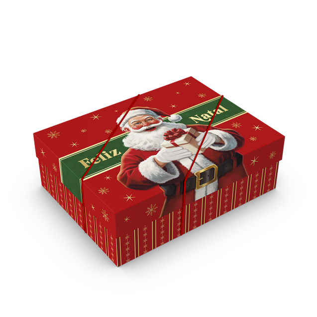 Caixa Presente Retangular com Elástico P – Feliz Natal