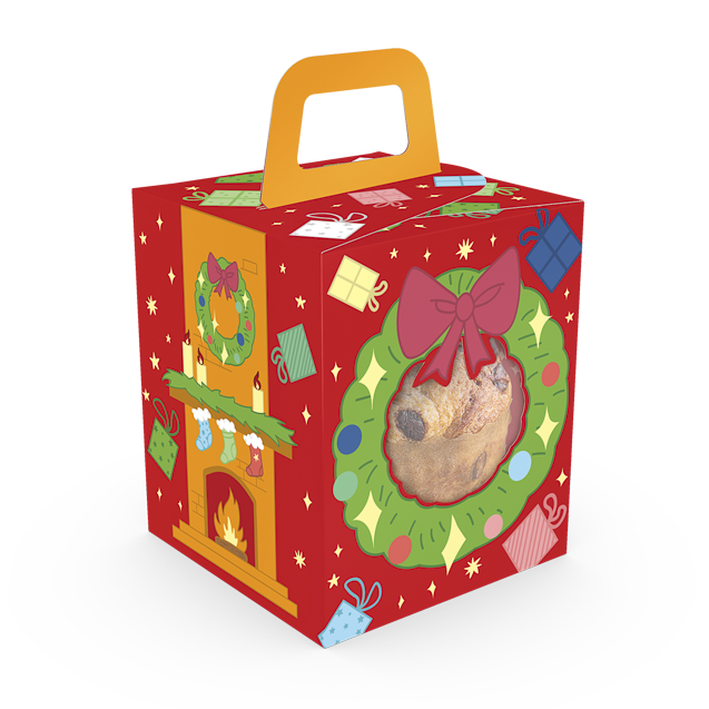 Caixa Soft com Visor Mini Panetone – Natal Divertido
