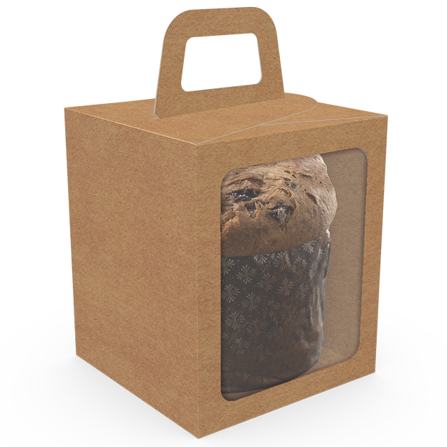 Caixa Soft com Visor Panetone – Kraft