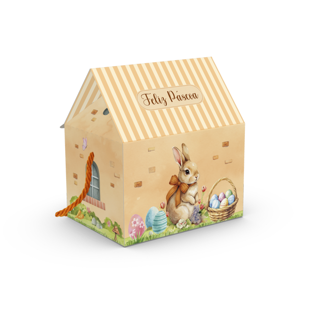 Caixa Casa Berço 150/250G Alça e Visor – Páscoa Encantada