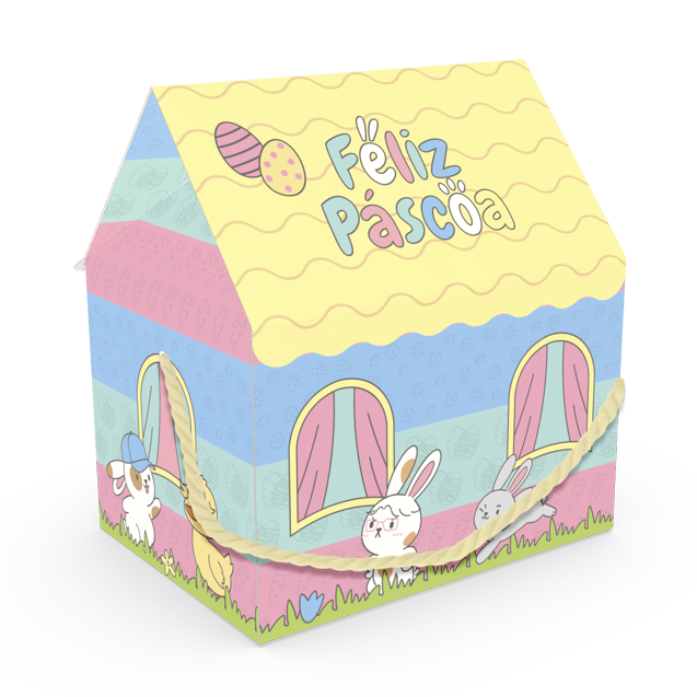 Caixa Casa Berço 150/250G Alça e Visor – Páscoa Diversão